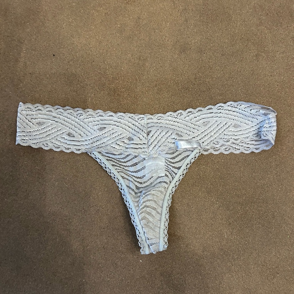 Lace Thong Panty in Light Gray